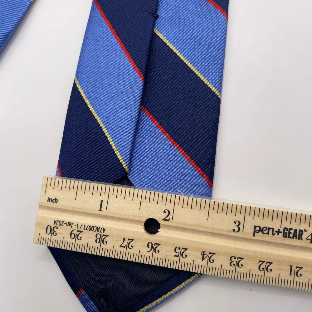 Brooks Brothers Navy and Light Blue Tie with Red and Yellow Stripes Kids